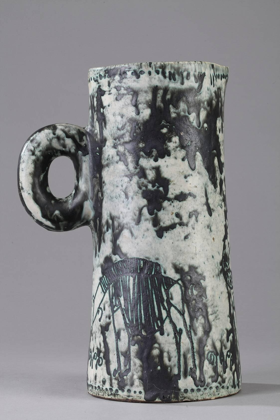French Ceramic Pitcher by Jacques Blin, 1950s