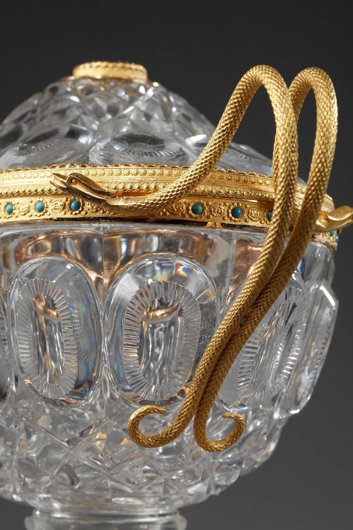 Charles X Crystal Cup with Gilded Brass Mounts In Good Condition In Paris, FR