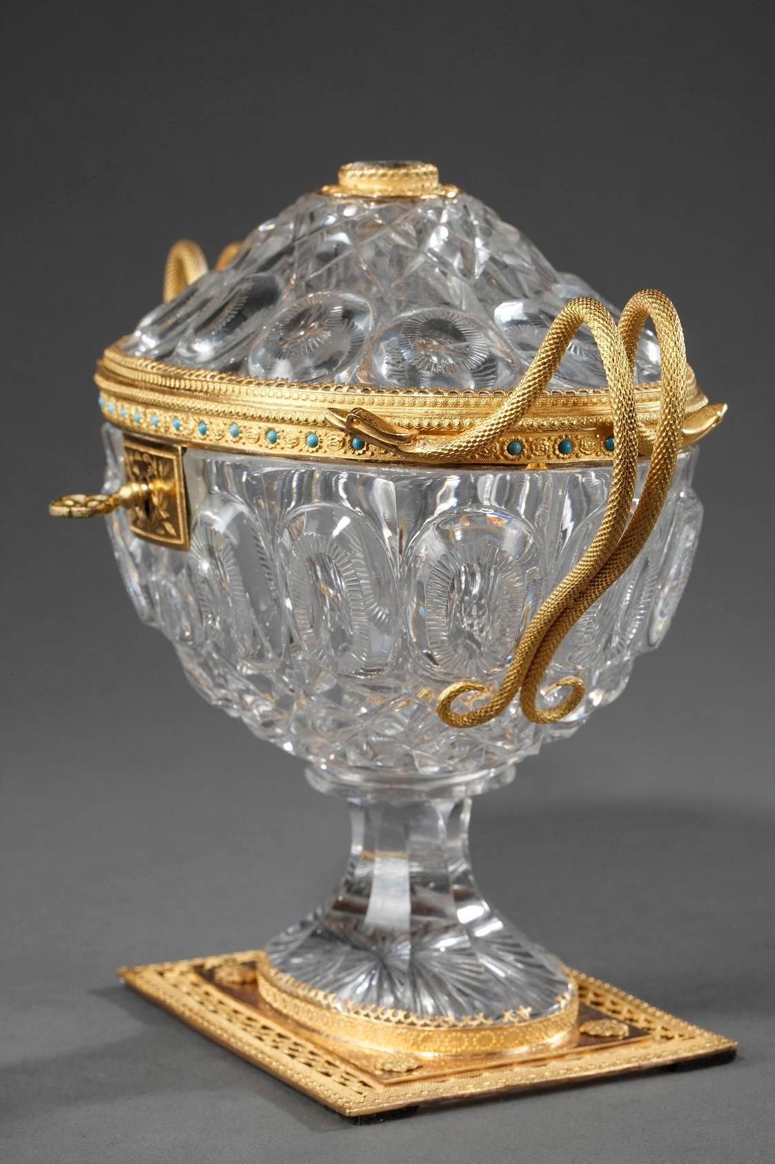 French Charles X Crystal Cup with Gilded Brass Mounts