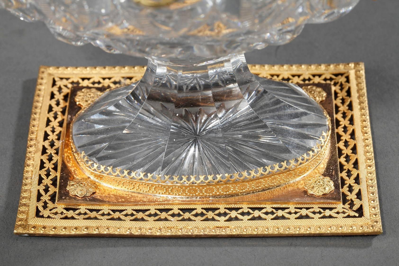 19th Century Charles X Crystal Cup with Gilded Brass Mounts