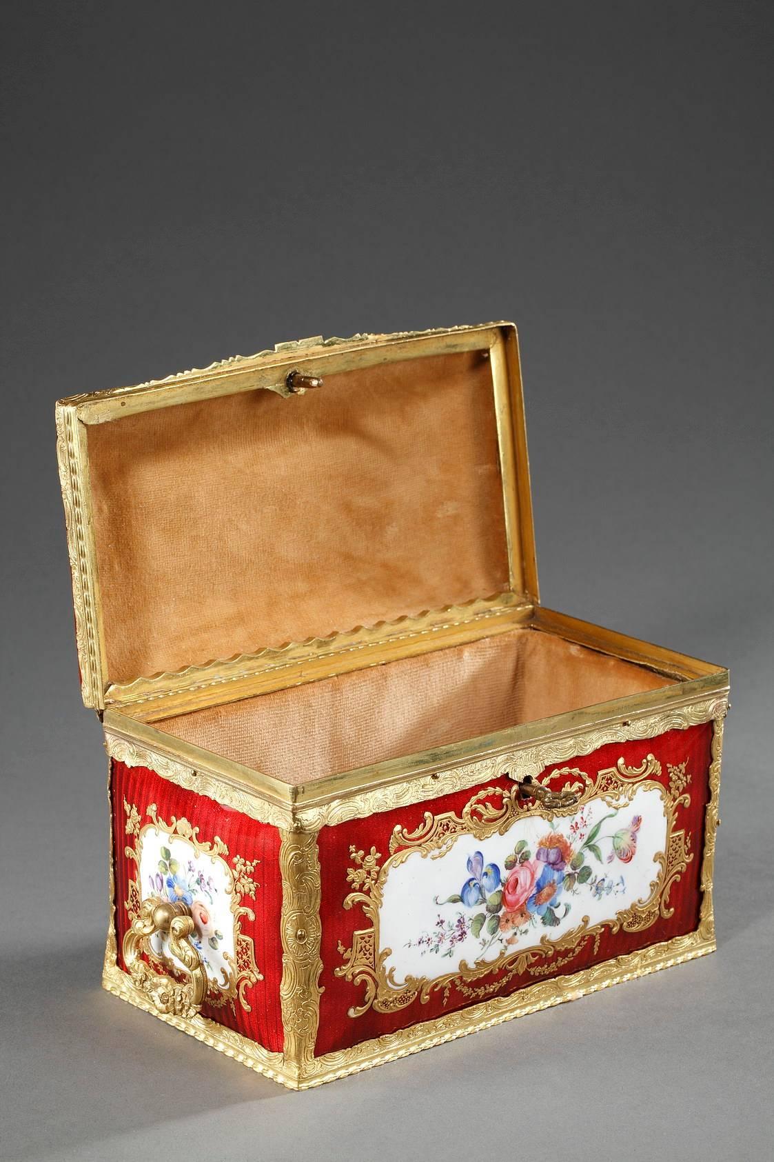 Mid-19th Century Red Enameled Keepsake Box with Mythological Scene 2