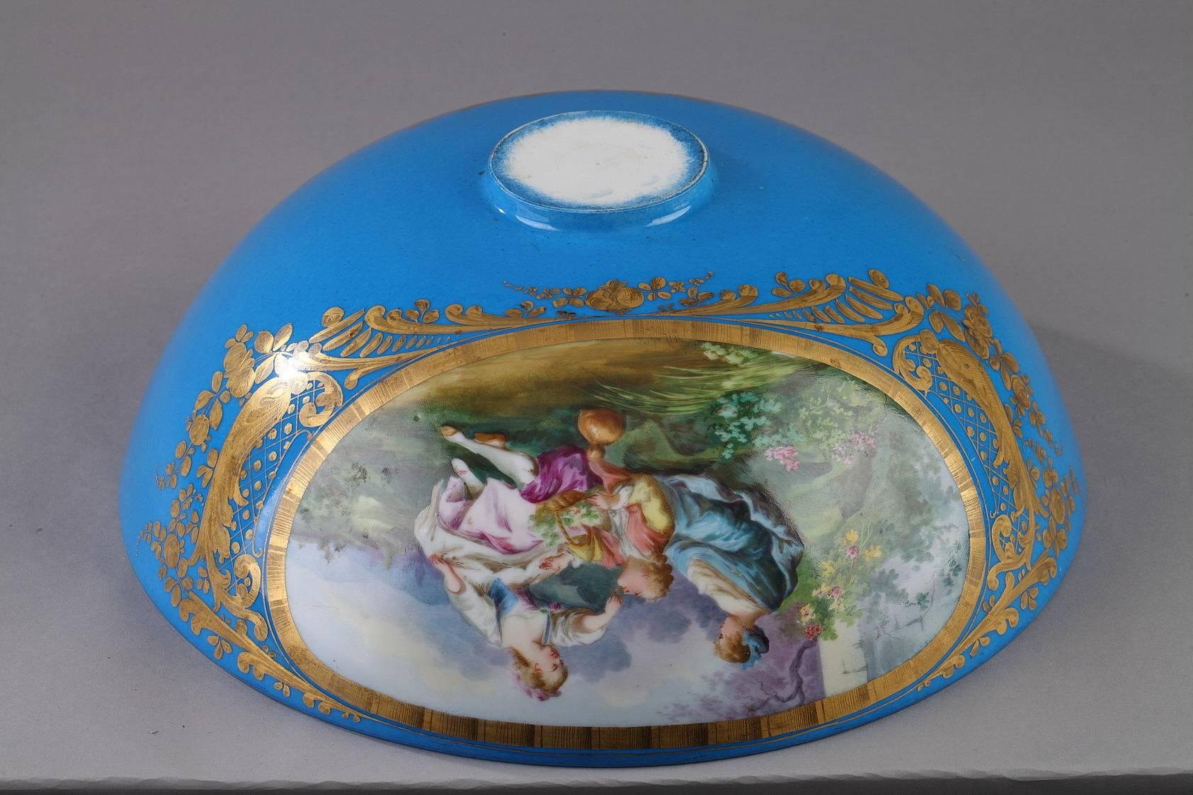 19th Century Large Porcelain Bowl in Sevres Taste 3