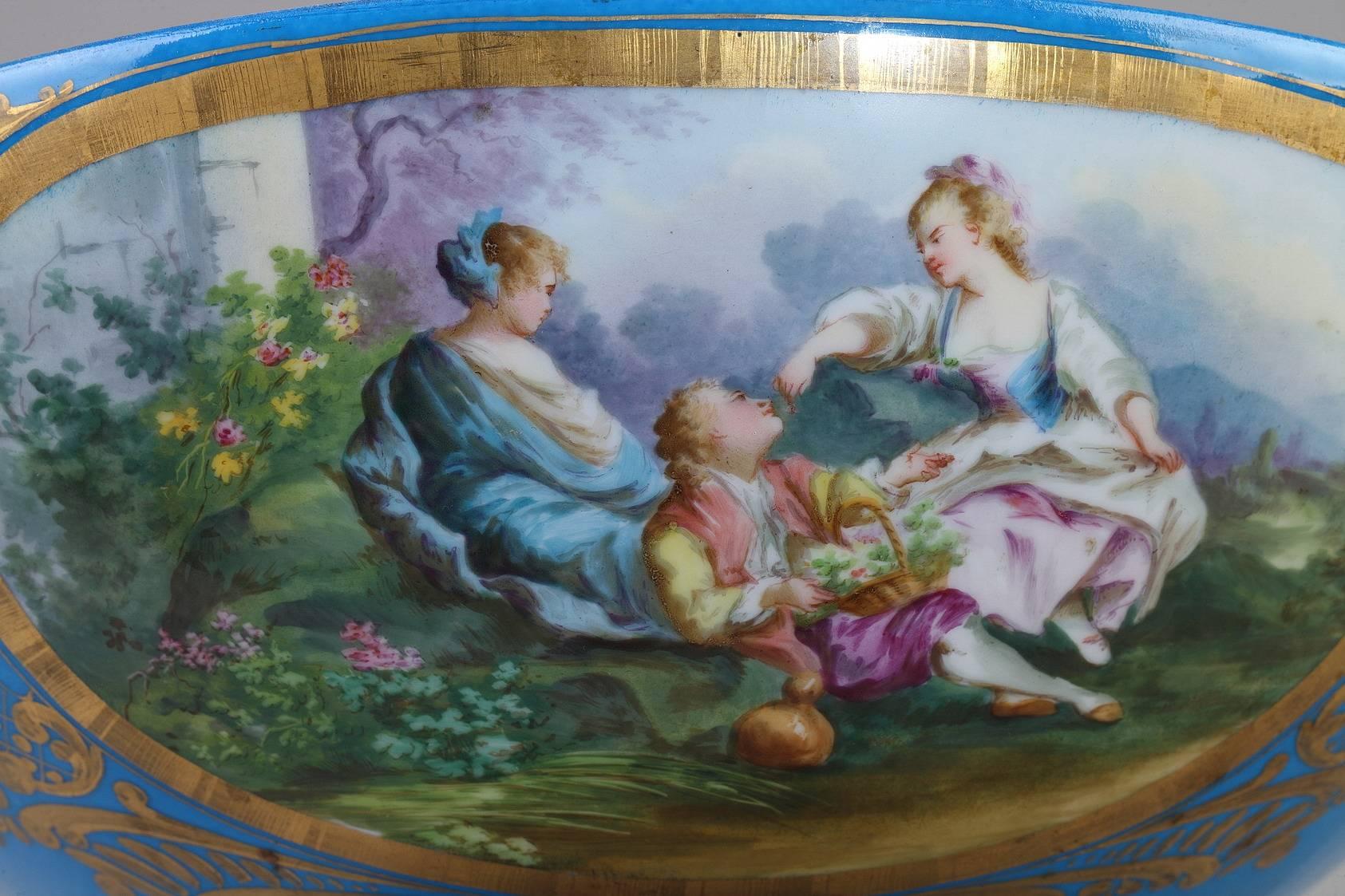 French 19th Century Large Porcelain Bowl in Sevres Taste