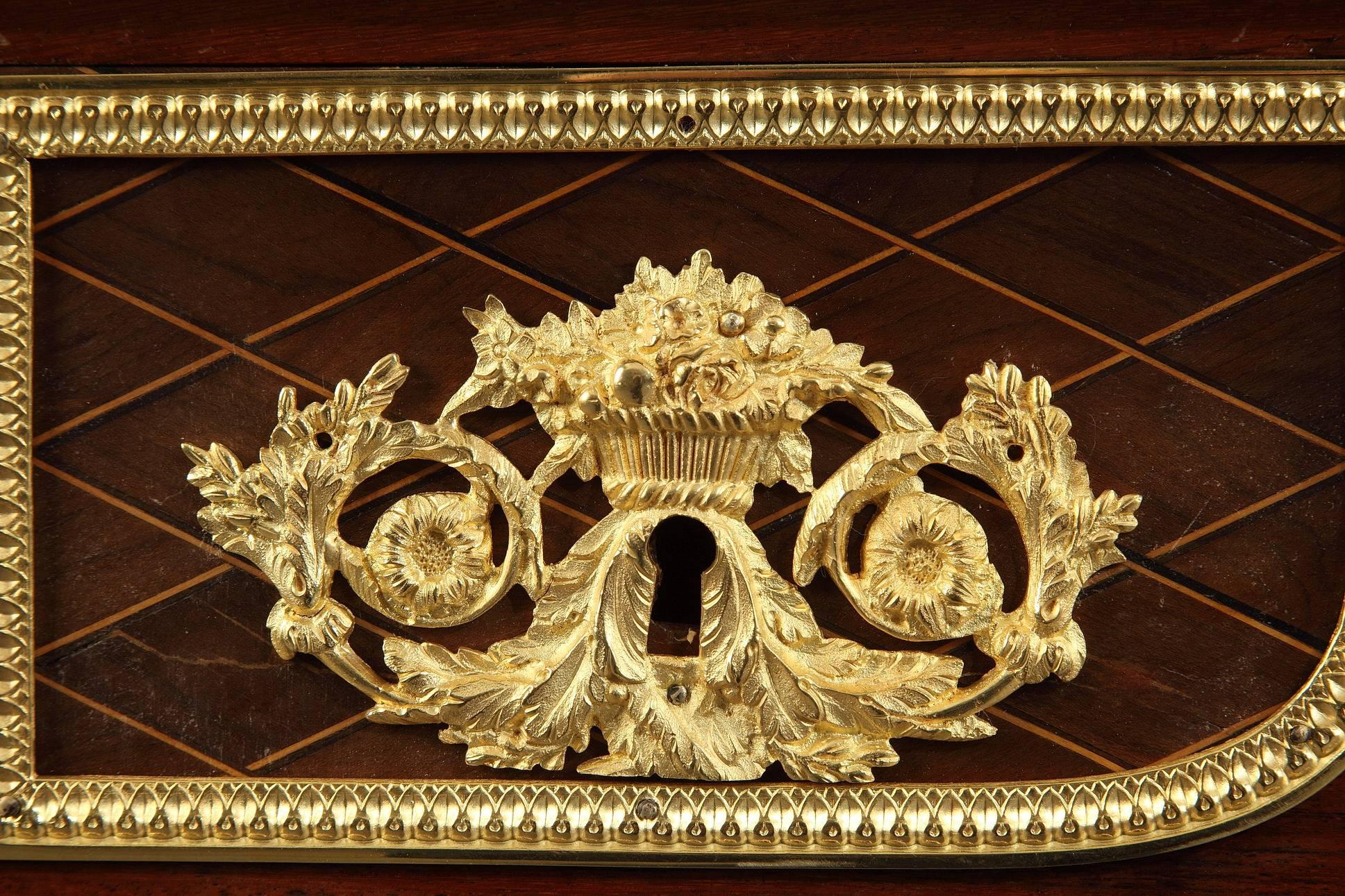 Gilt Marquetry Rolltop Desk after One Commissioned by Marie-Antoinette to Riesener