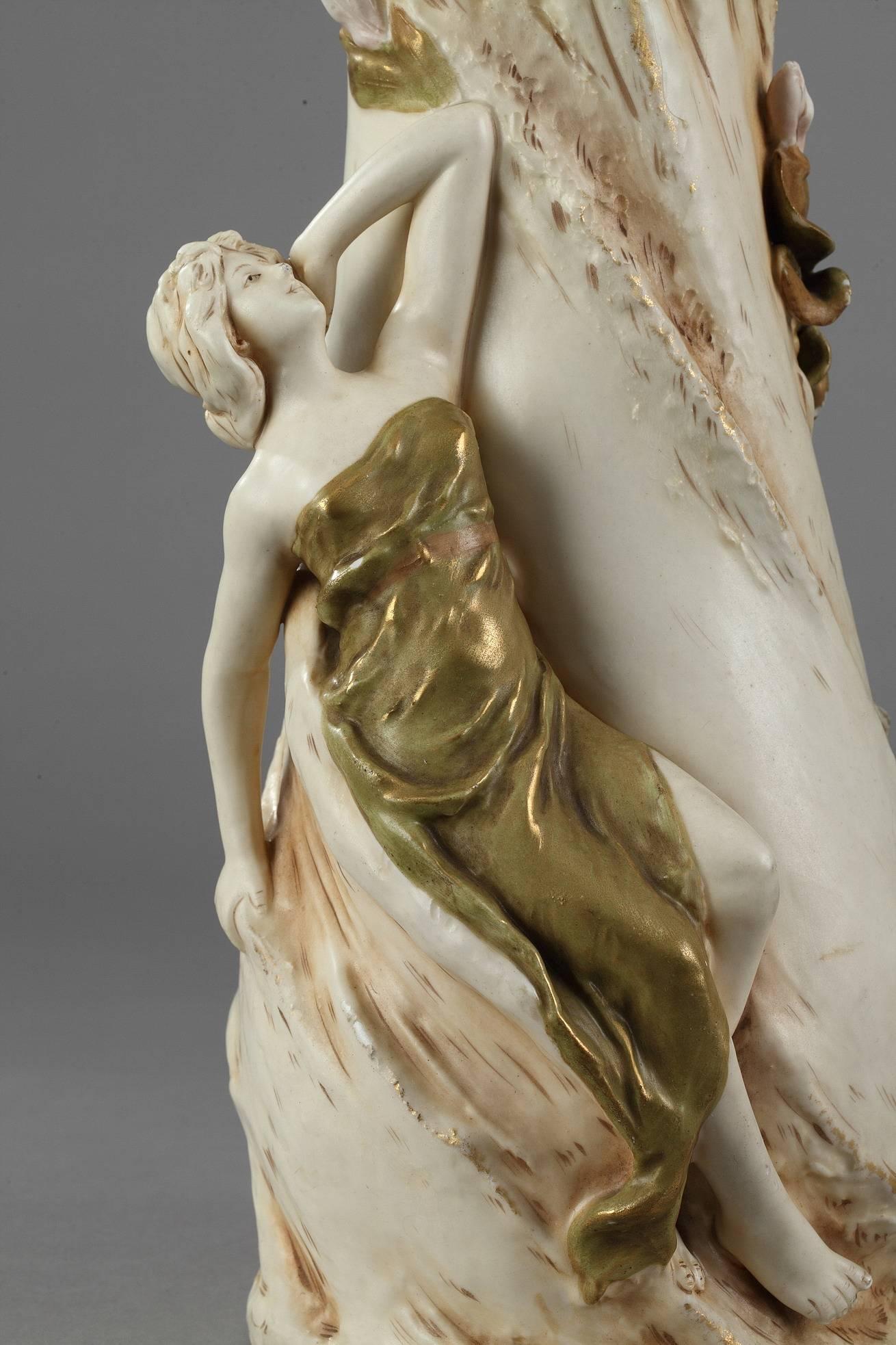 19th Century Art Nouveau Royal Dux Porcelain Centrepiece
