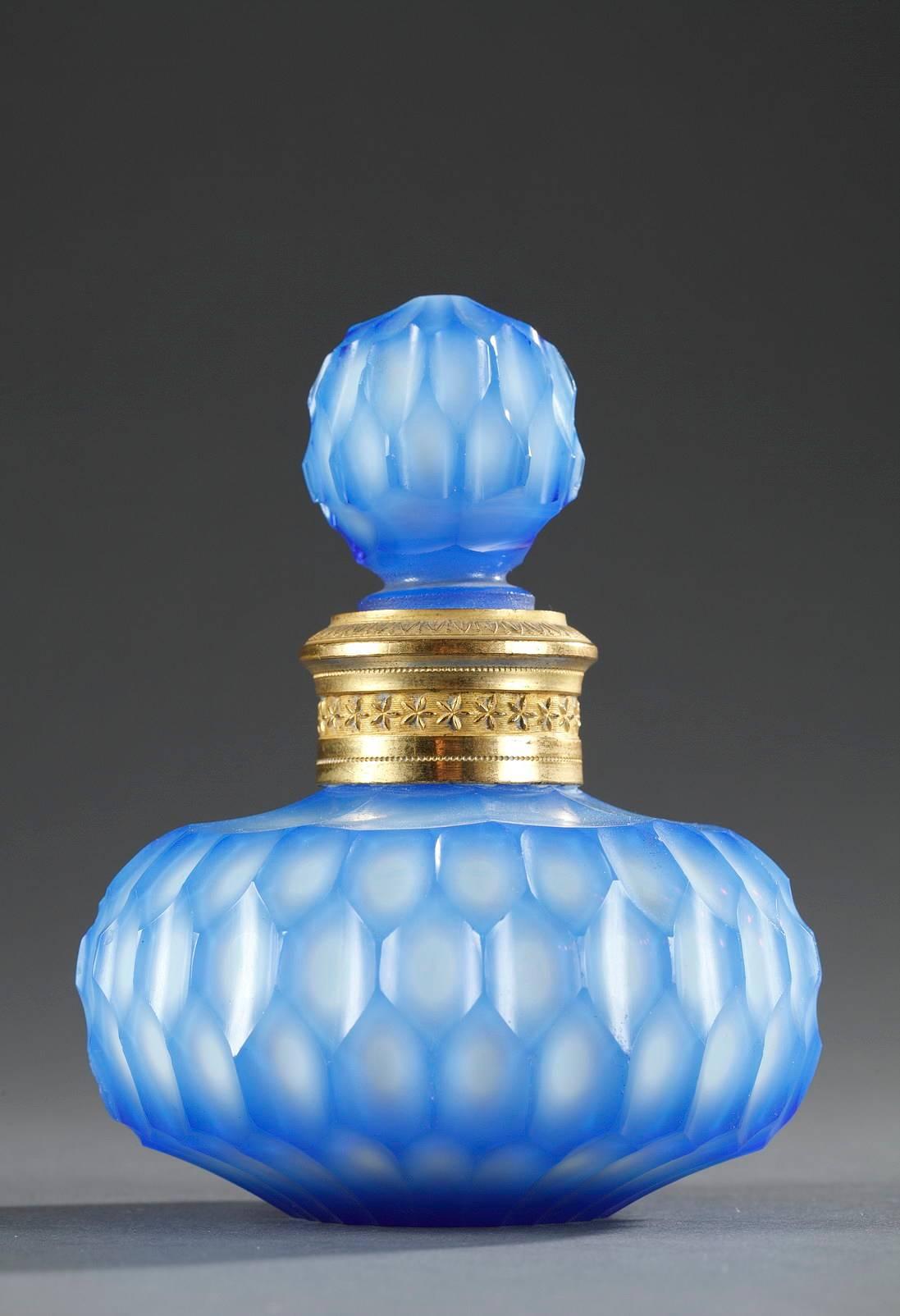 French Charles X Flask in Opaline Crystal and Overlay Glass
