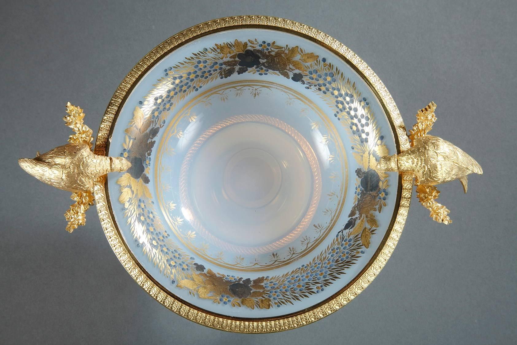 Early 19th Century Opaline Crystal Cup with Birds 1