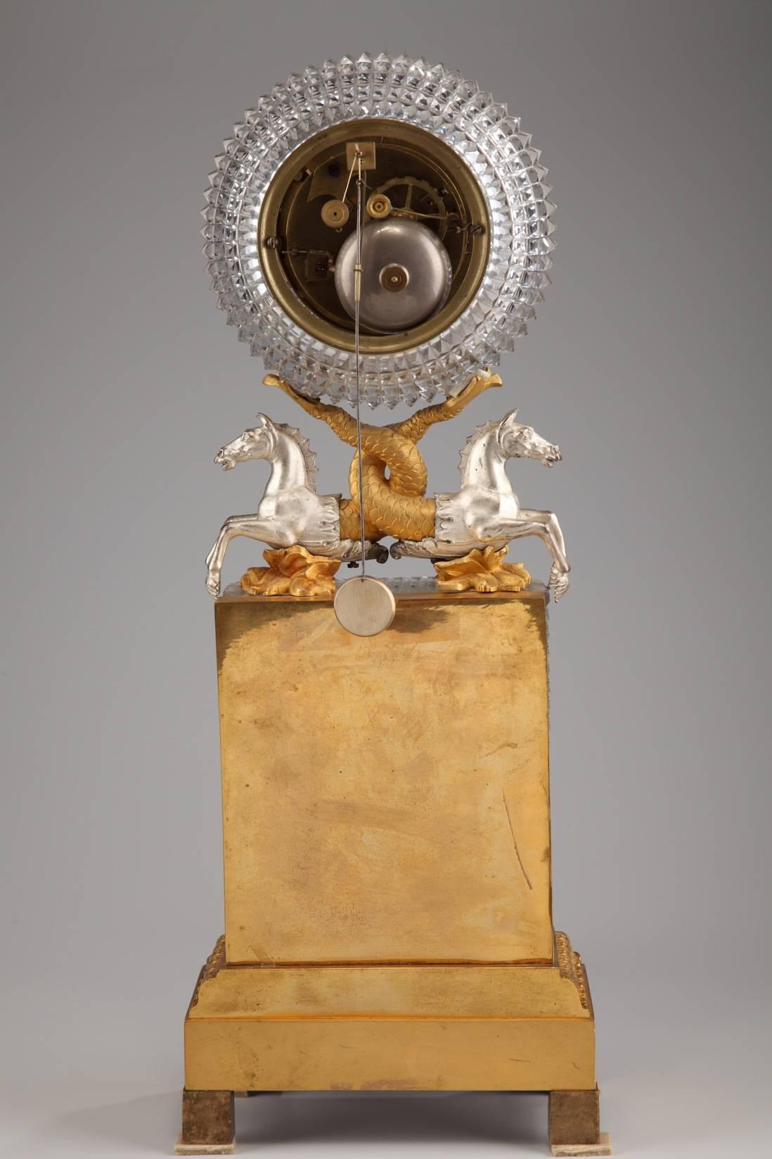 Early 19th Century Cut Crystal and Bronze Clock with Horses 4