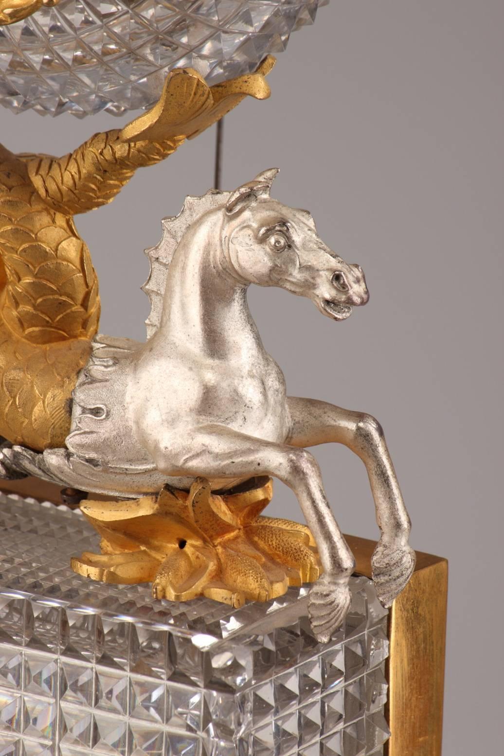 Early 19th Century Cut Crystal and Bronze Clock with Horses 1