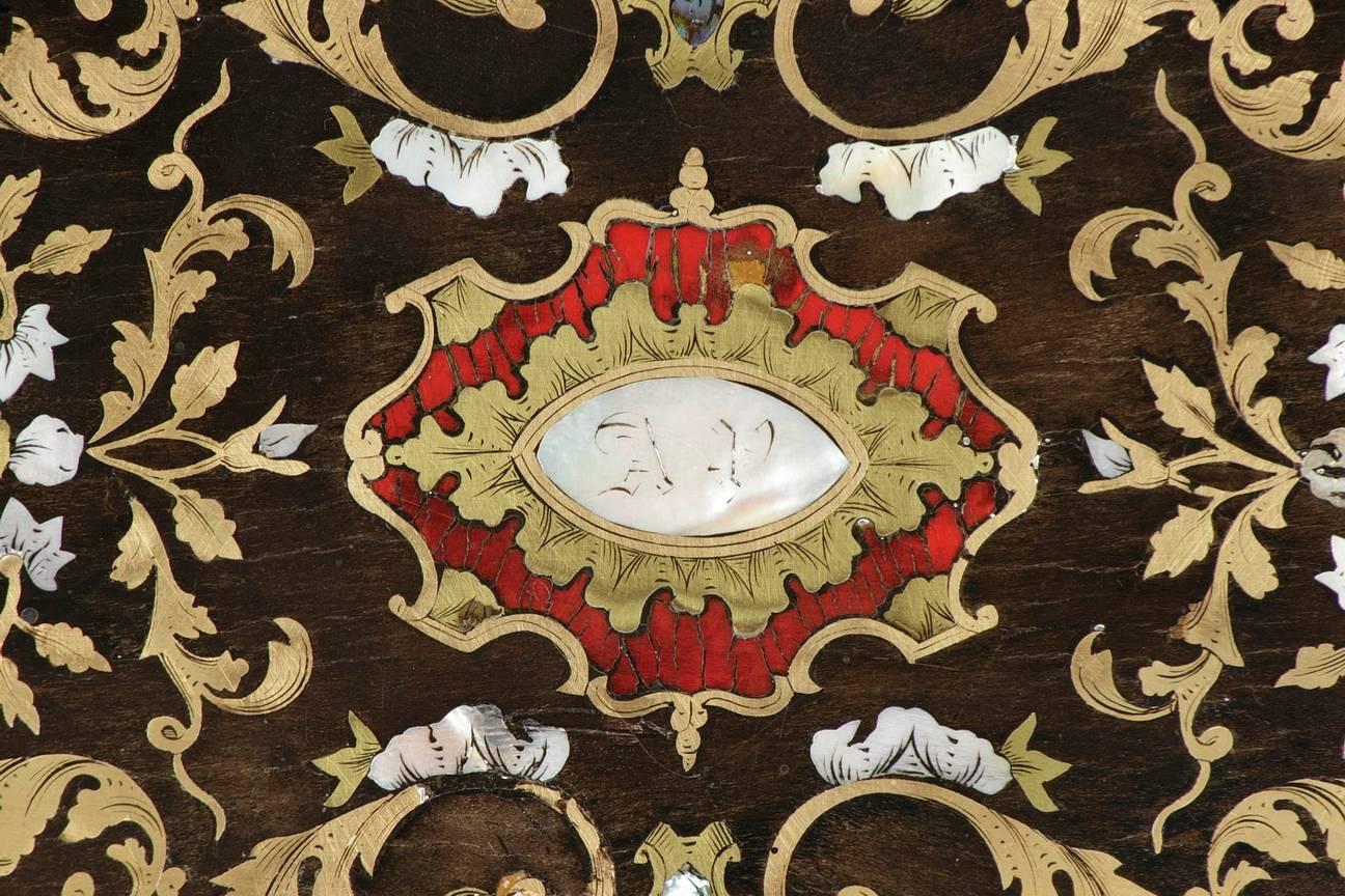 Mid-19th Century Wooden Coffer Inlaid with Mother-of-Pearl 2