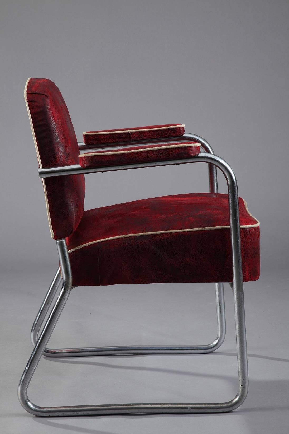 Marcel Breuer Bauhaus Tubular Chromed-Steel Armchair for Thonet 1