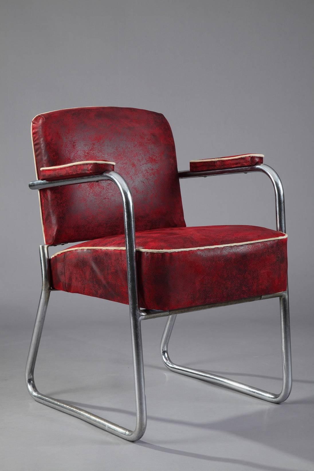 Art Deco Marcel Breuer Bauhaus Tubular Chromed-Steel Armchair for Thonet