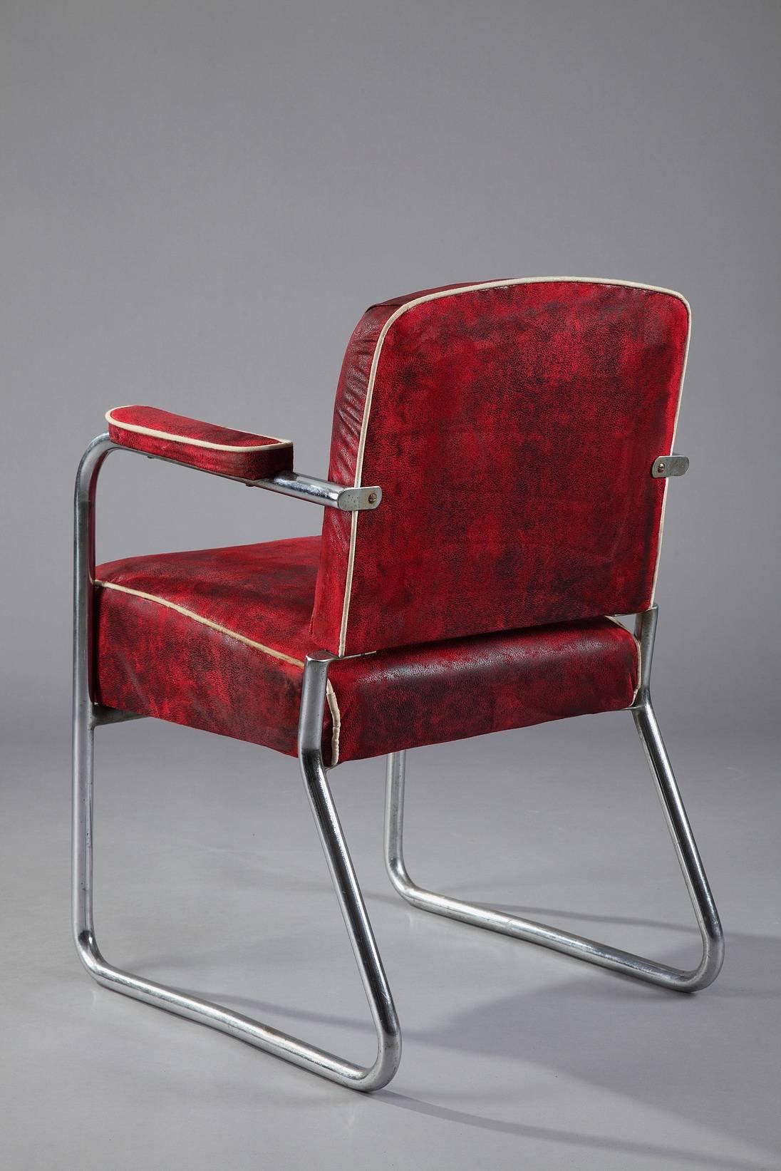 Marcel Breuer Bauhaus Tubular Chromed-Steel Armchair for Thonet 2