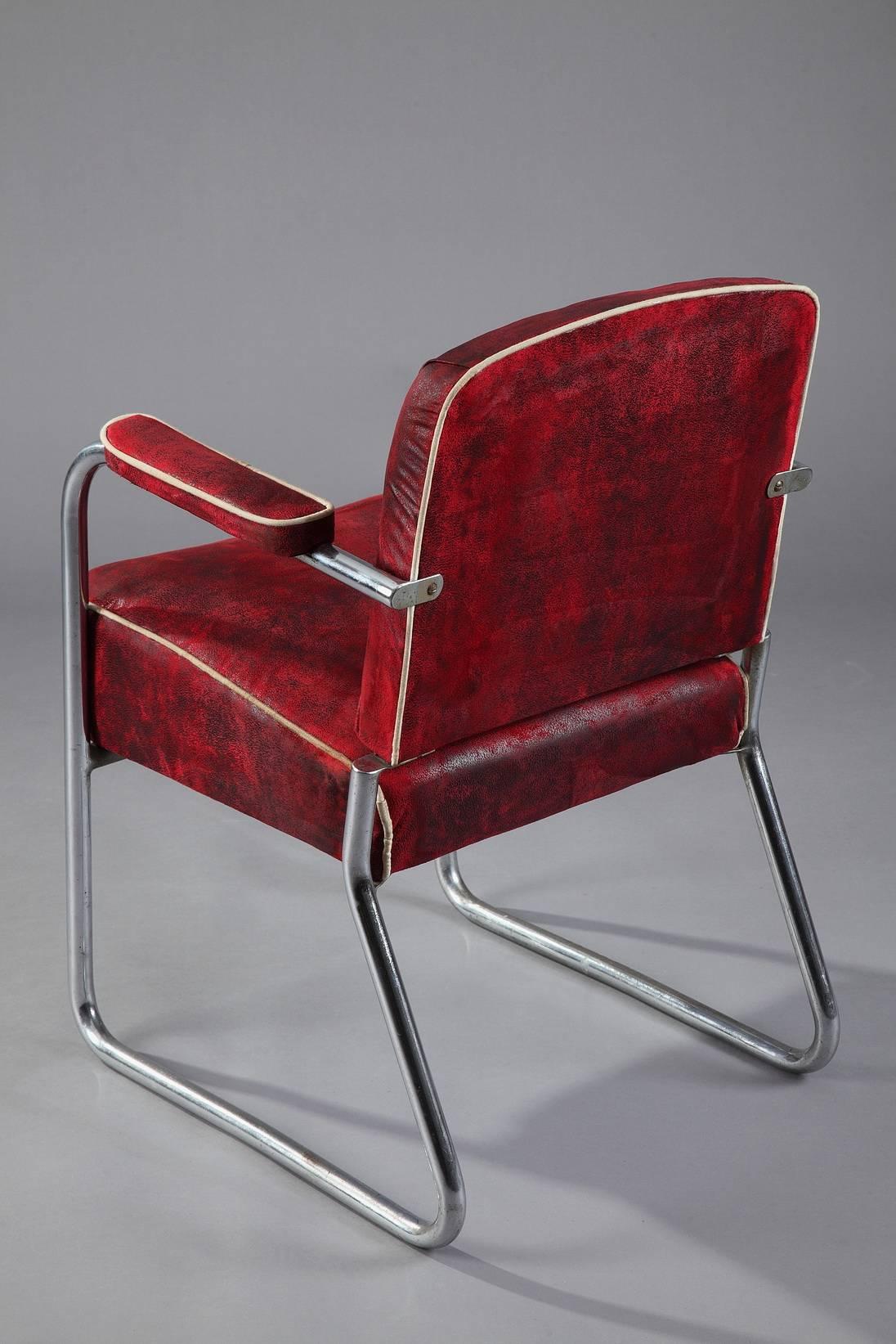 German Marcel Breuer Bauhaus Tubular Chromed-Steel Armchair for Thonet