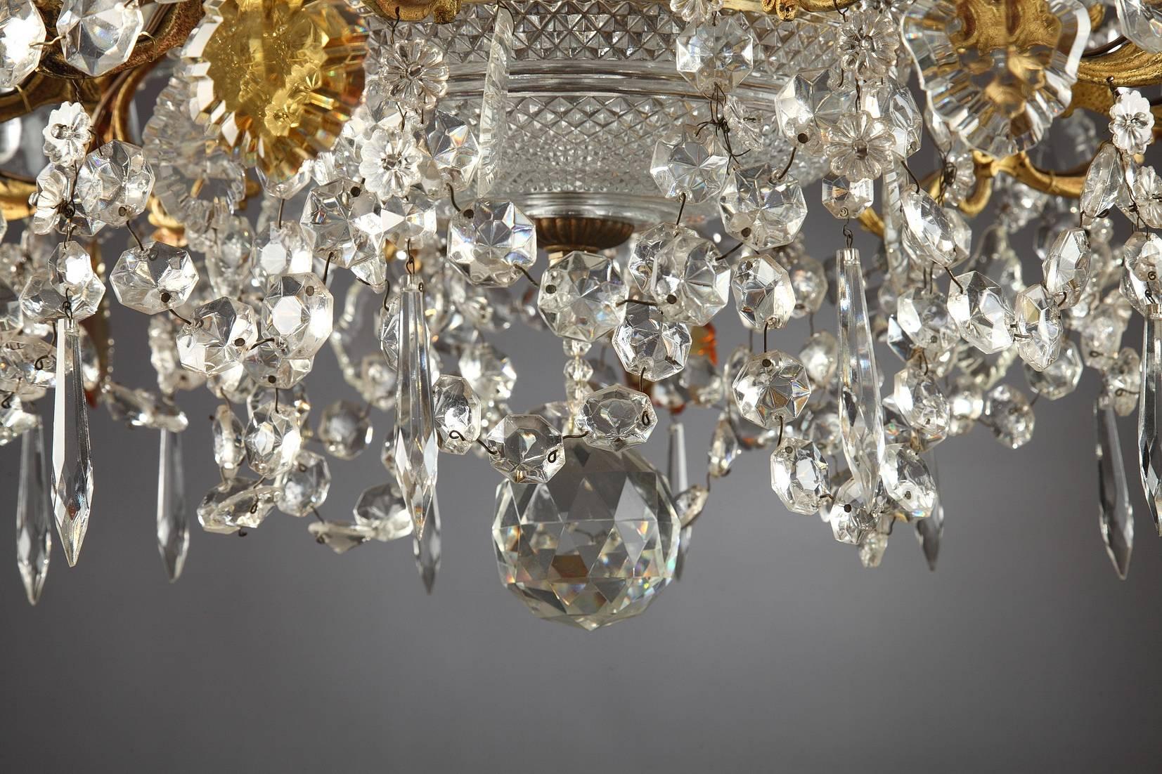 19th Century Napoleon III Crystal and Gilt Bronze Chandelier In Good Condition In Paris, FR