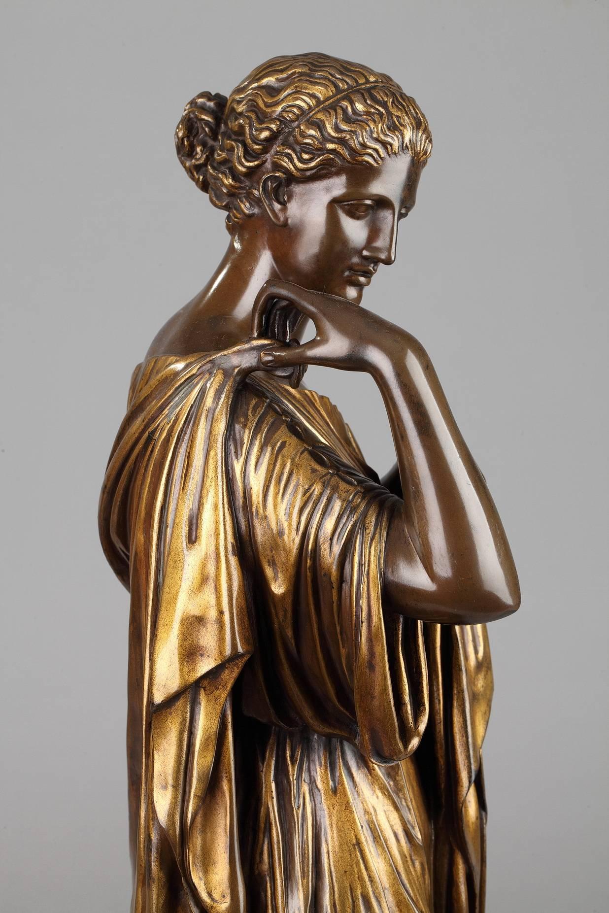 Mid-19th century bronze sculpture of the godess Artemis, also known as 