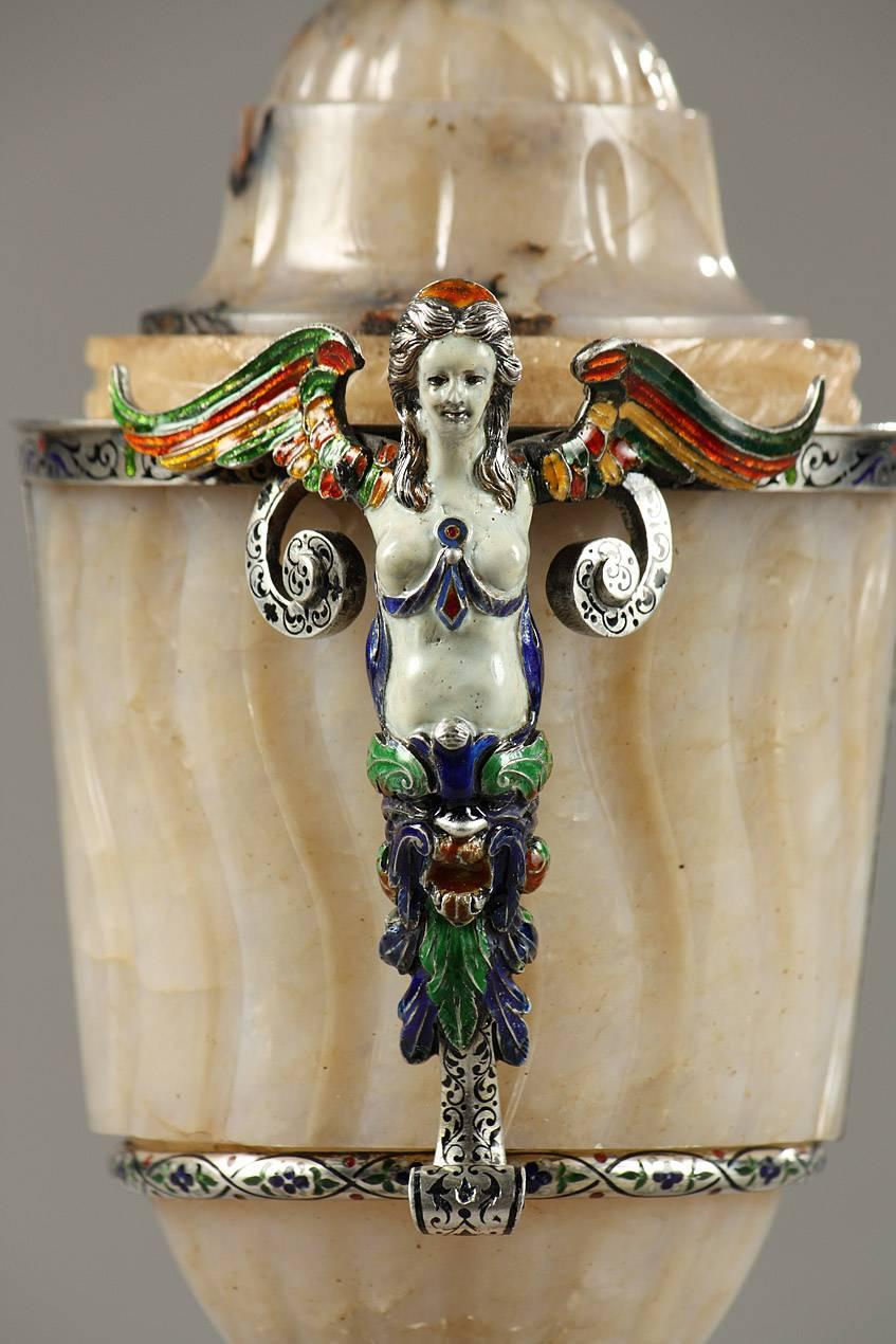 19th Century French Agate and Enamel Vase 1