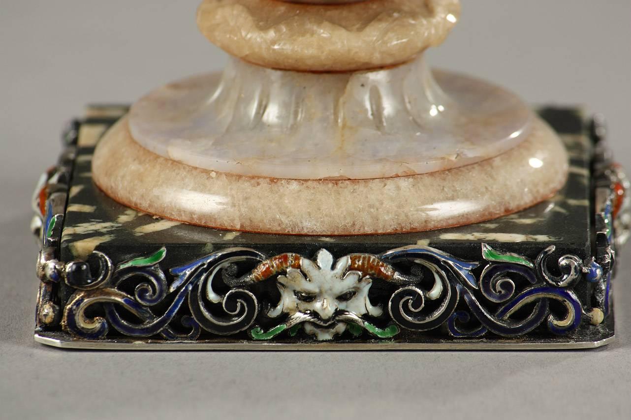 19th Century French Agate and Enamel Vase 3