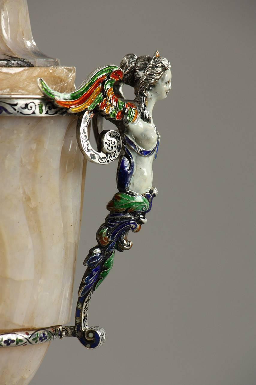 19th Century French Agate and Enamel Vase 2