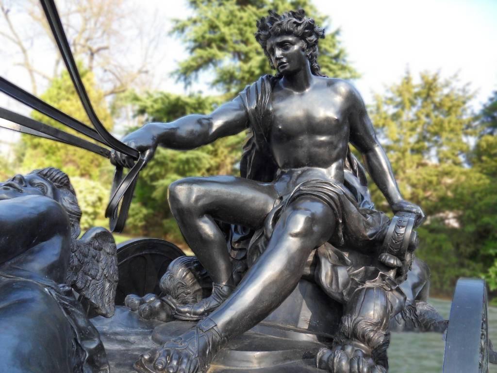 Apollo rising from the Water on the Sun Chariot is a famous gilded lead group sculpture, built between 1668 and 1671 by Jean-Baptiste Tuby for King Louis XIV at the Palace of Versailles. Situated in the middle of Appolo's fountain, in the central