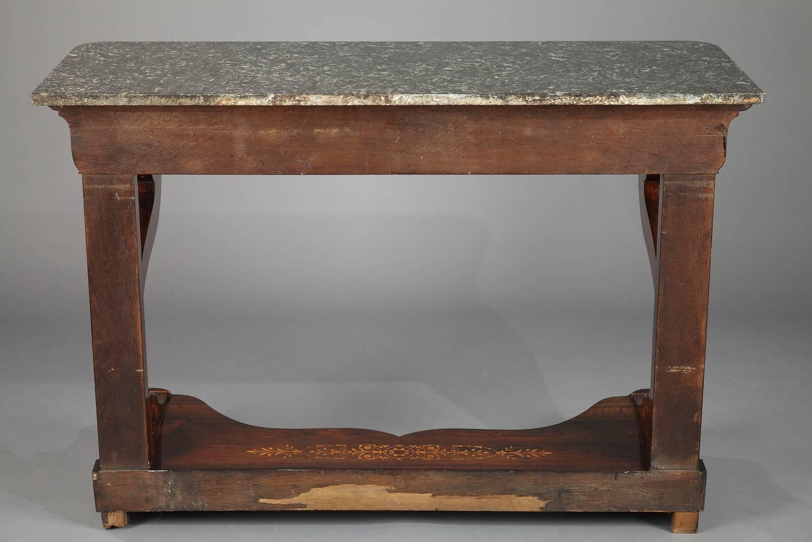 19th Century Charles X Marquetry Inlaid Console 4