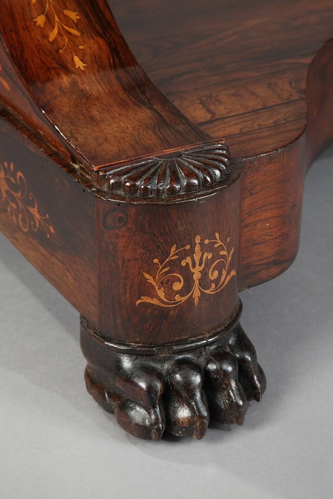 19th Century Charles X Marquetry Inlaid Console In Good Condition In Paris, FR