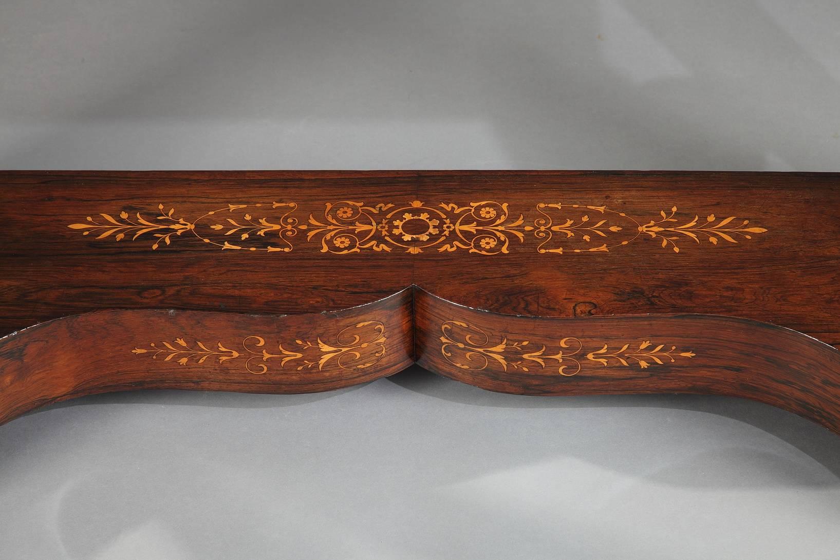 19th Century Charles X Marquetry Inlaid Console 1
