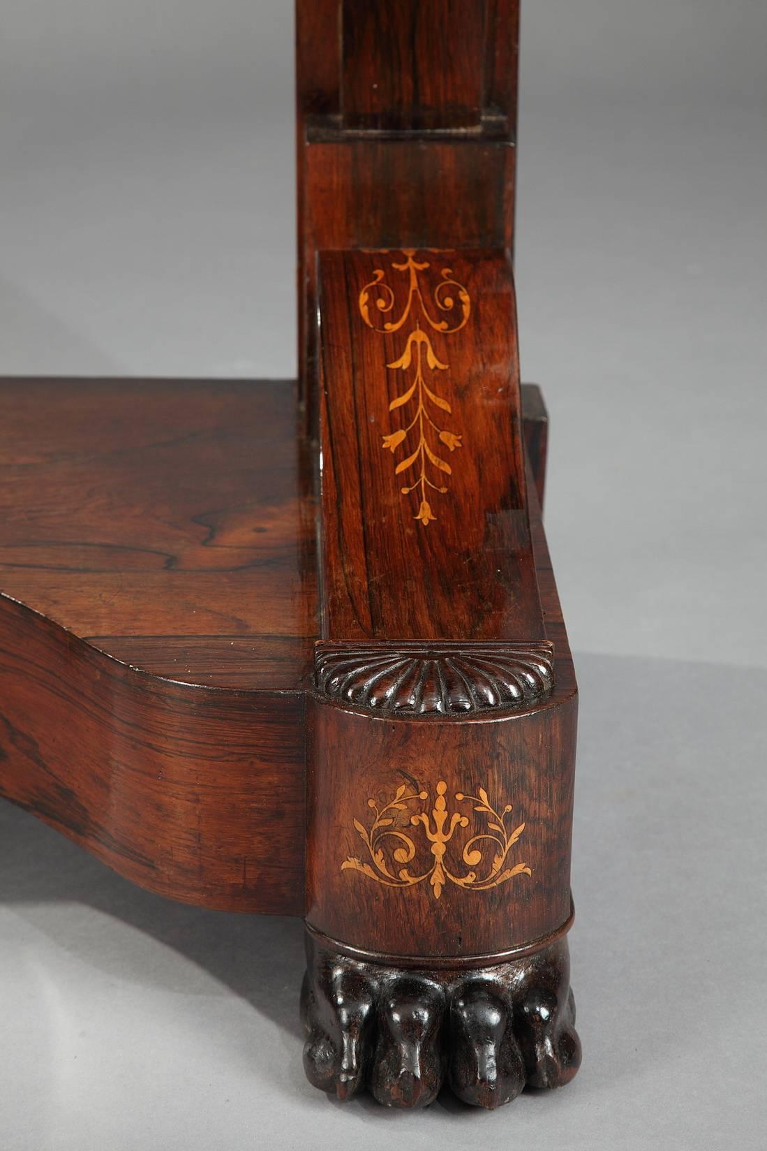 19th Century Charles X Marquetry Inlaid Console 2