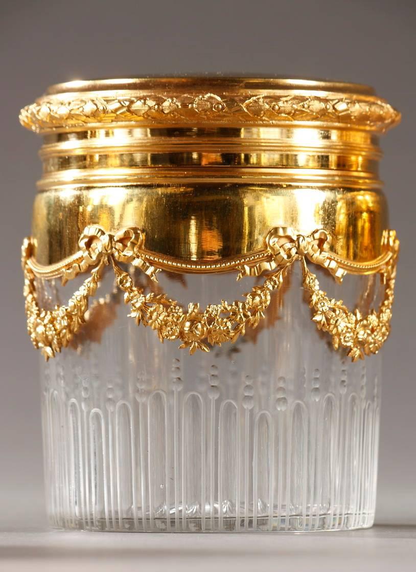 20th Century Vanity Set in Silver-Gilt and Crystal, Signed Keller 2