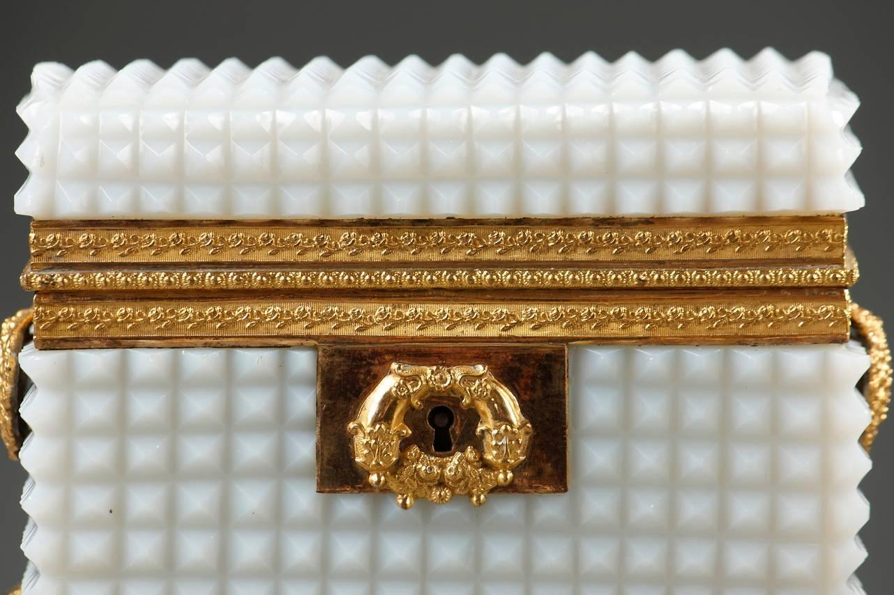 French Early 19th Century Charles X White Opaline Jewelry Box