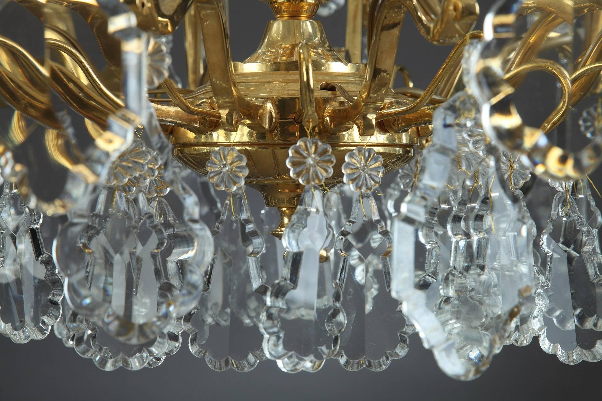 Napoleon III 19th Century Cut-Crystal and Gilt Bronze Pair of Chandeliers