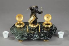 19th Century Napoleon III Inkwell with Putto Playing the Drum