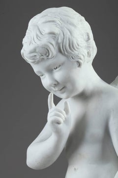 Bisque Statue "Amour Assis" After Etienne-Maurice Falconet, 1716-1791