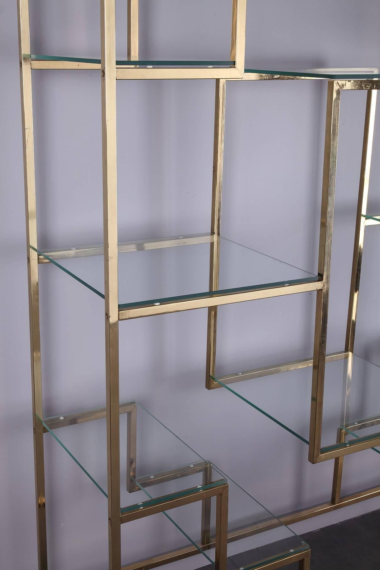 Late 20th Century 1970s Brass and Glass Bookcase by Kim Moltzer