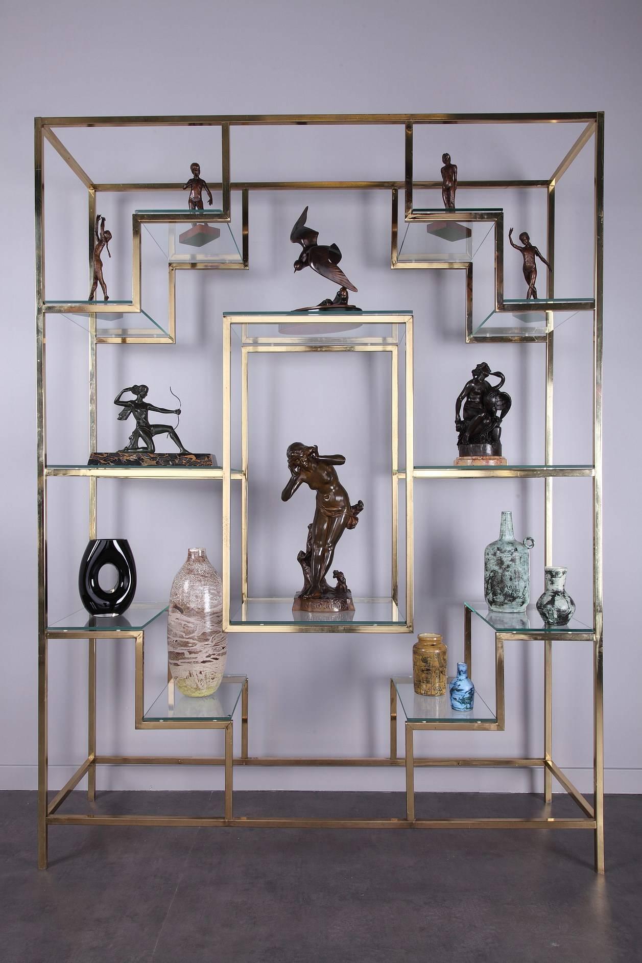 1970s Brass and Glass Bookcase by Kim Moltzer 2