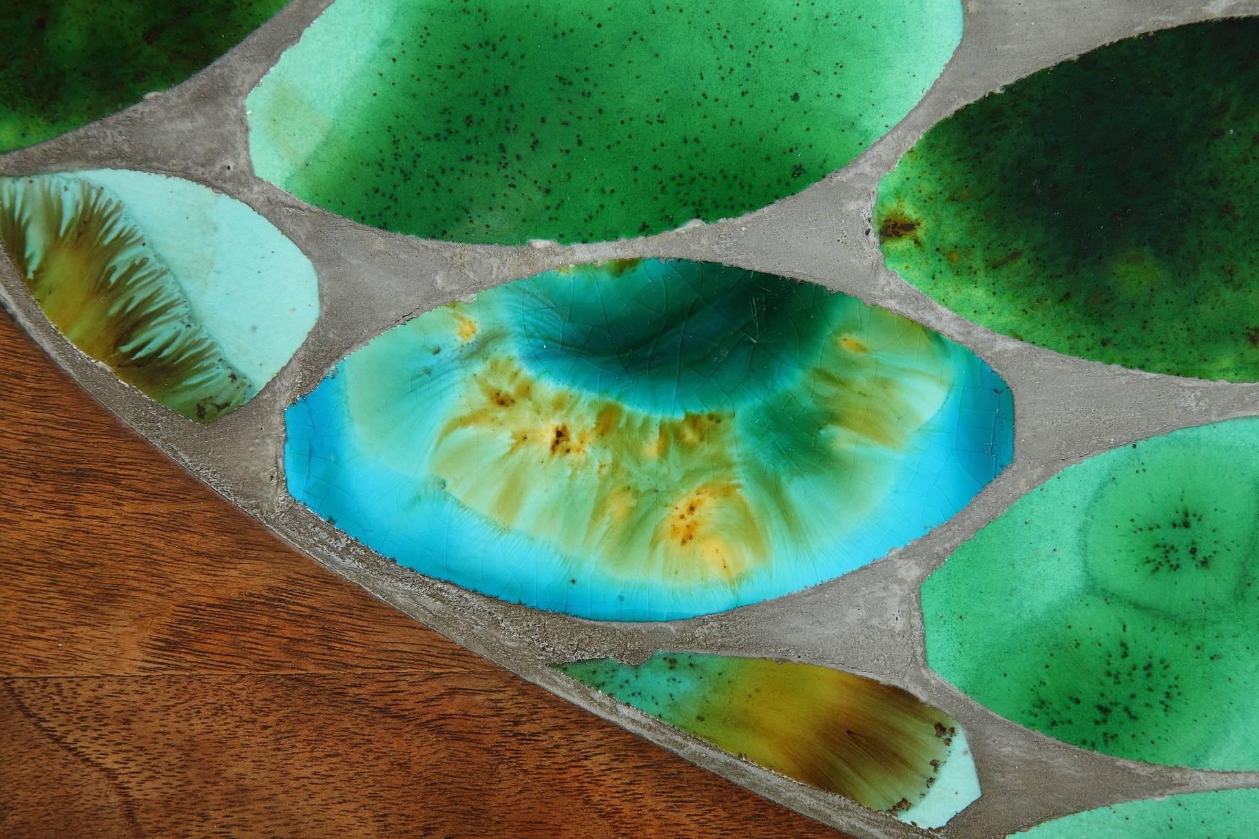 Late 20th Century 1970s Coffee Table in Teak and Ceramic Tiles