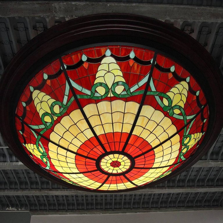 Late 20th Century Large StainedGlass Chandelier at 1stDibs