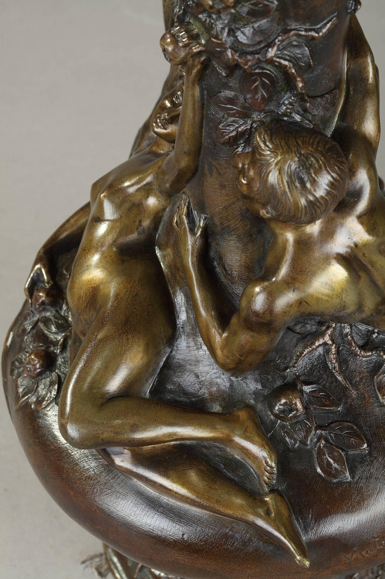 19th Century Art Nouveau Bronze Ewer 