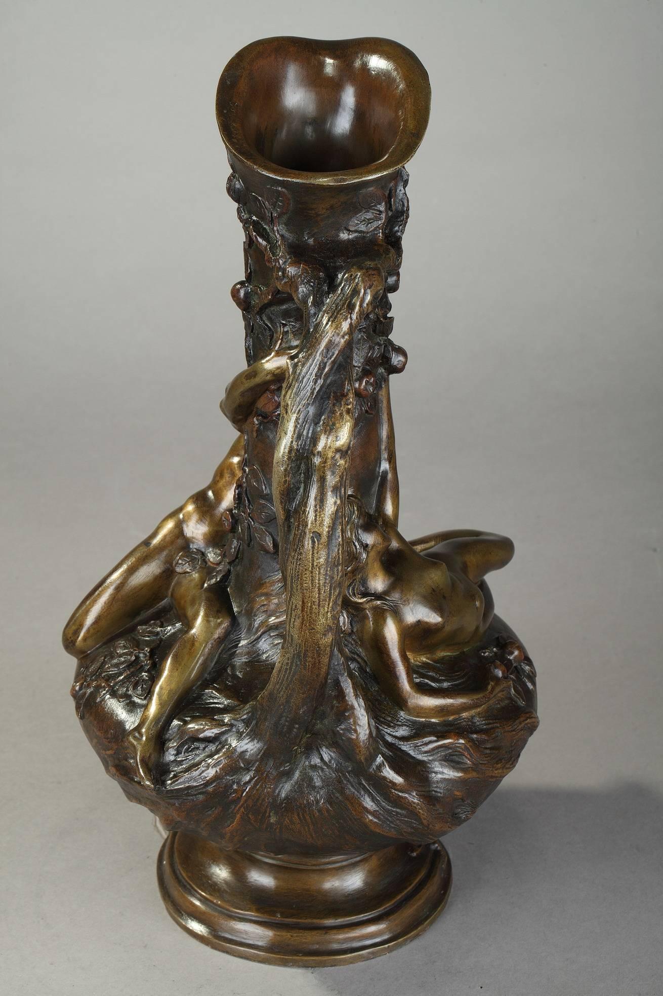 Patinated Art Nouveau Bronze Ewer 