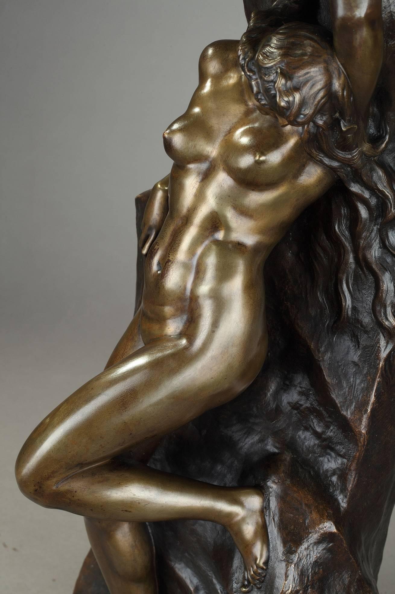 19th Century Bronze Andromeda Chained to the Rock After Jules Franceschi 2
