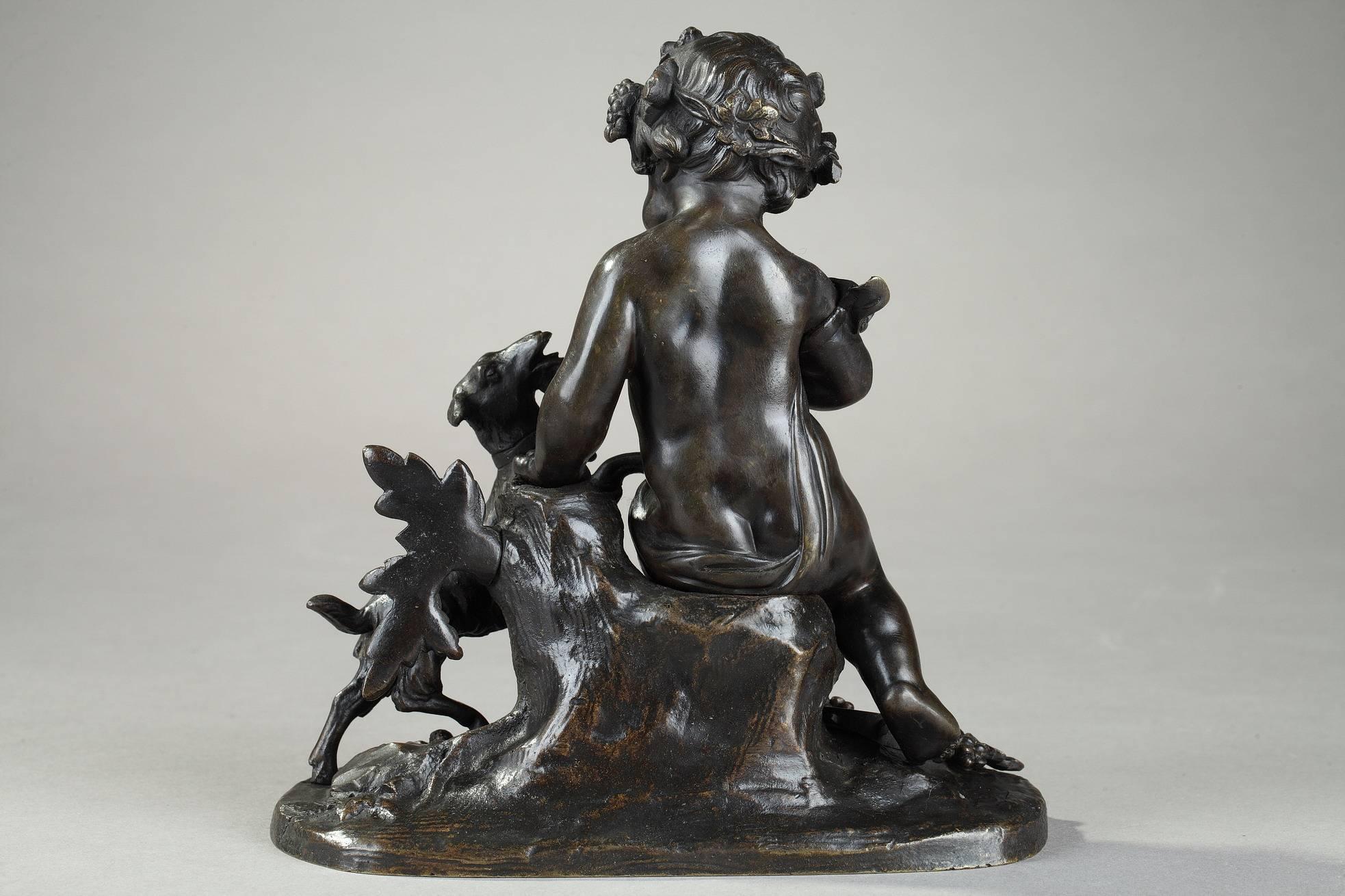 Patinated 19th Century Bronze Sculpture Bacchus Child