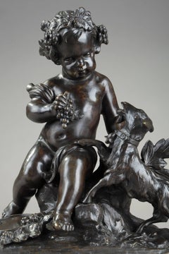 19ème siècle Sculpture en bronze Bacchus Enfant