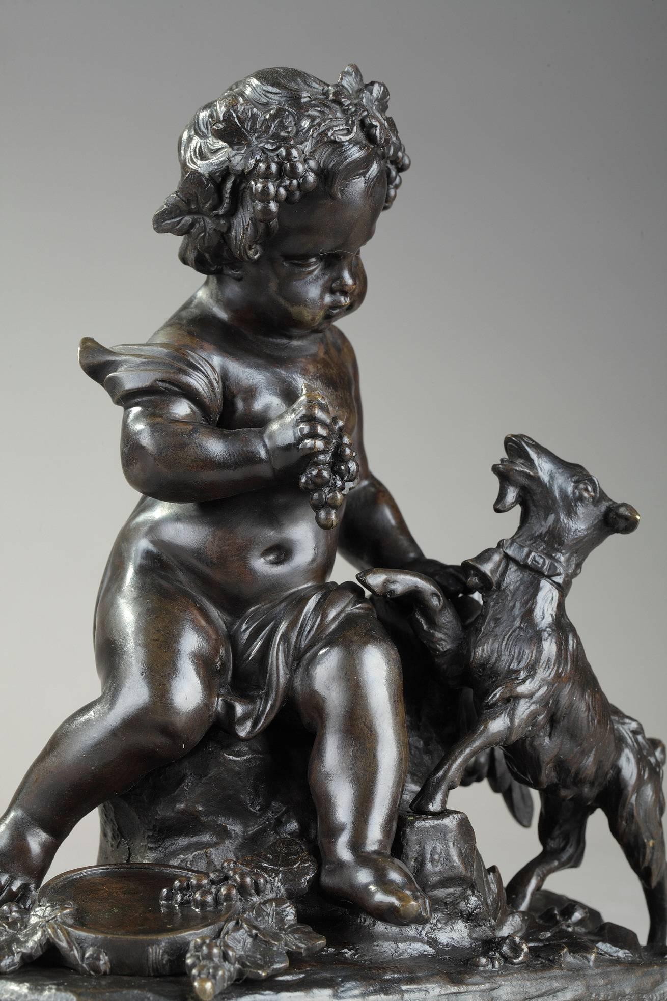 Napoleon III 19th Century Bronze Sculpture Bacchus Child