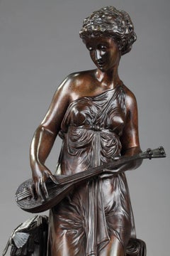 patinierte Bronzefigur aus dem 19. Jahrhundert: Muse von Paul Duboy