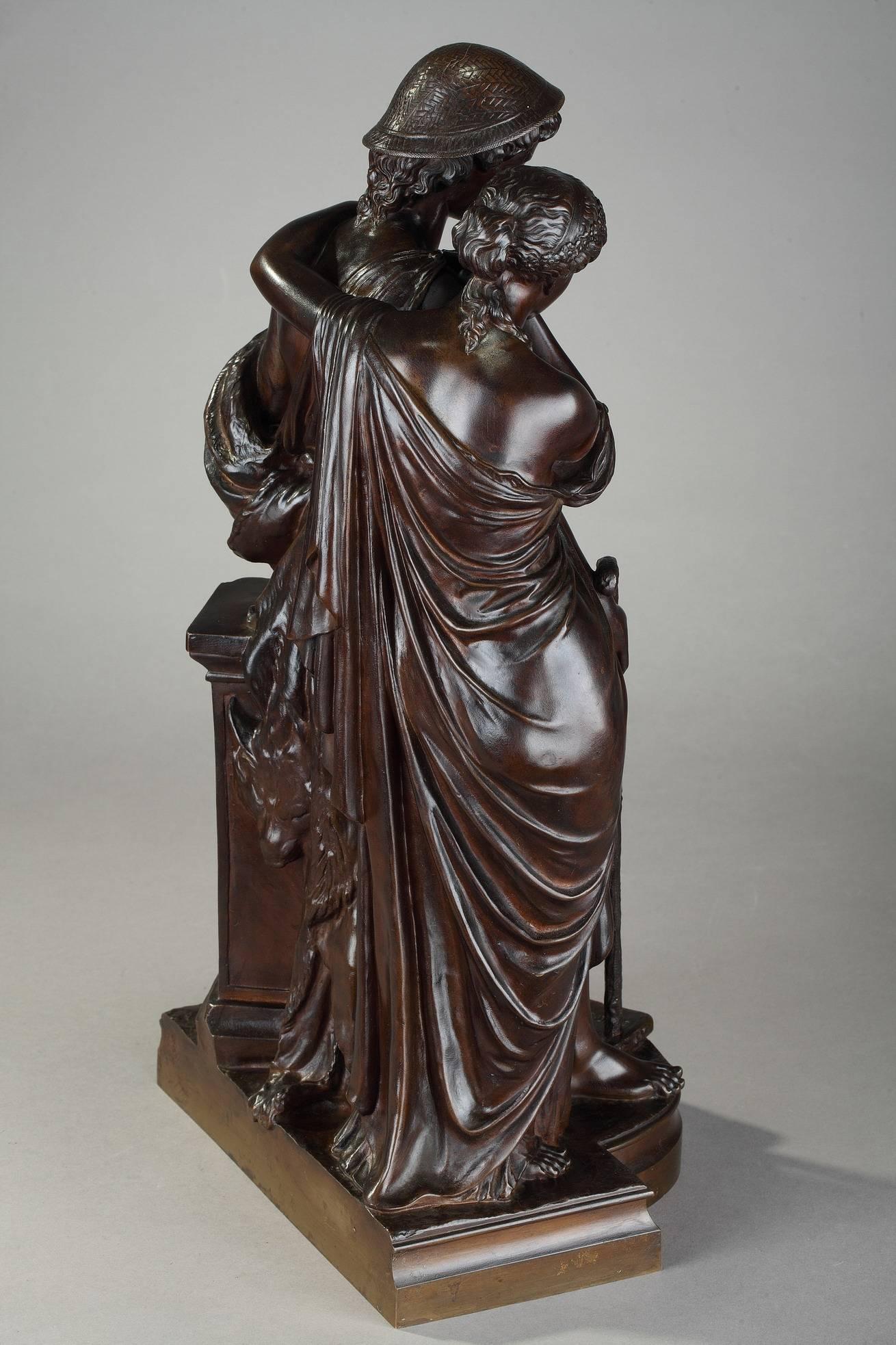 French Bronze Group Shepherds of Arcadia by Eugène-antoine Aizelin and Ferdinand Barb