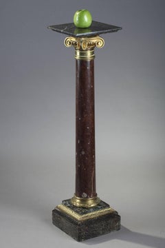 19th Century Ionic Column in Marble and Gilt Bronze