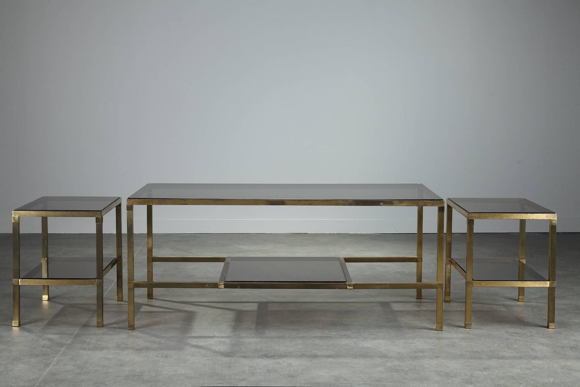 20th Century 1970s Set of Three Nesting Tables Attributed to Maison Jansen