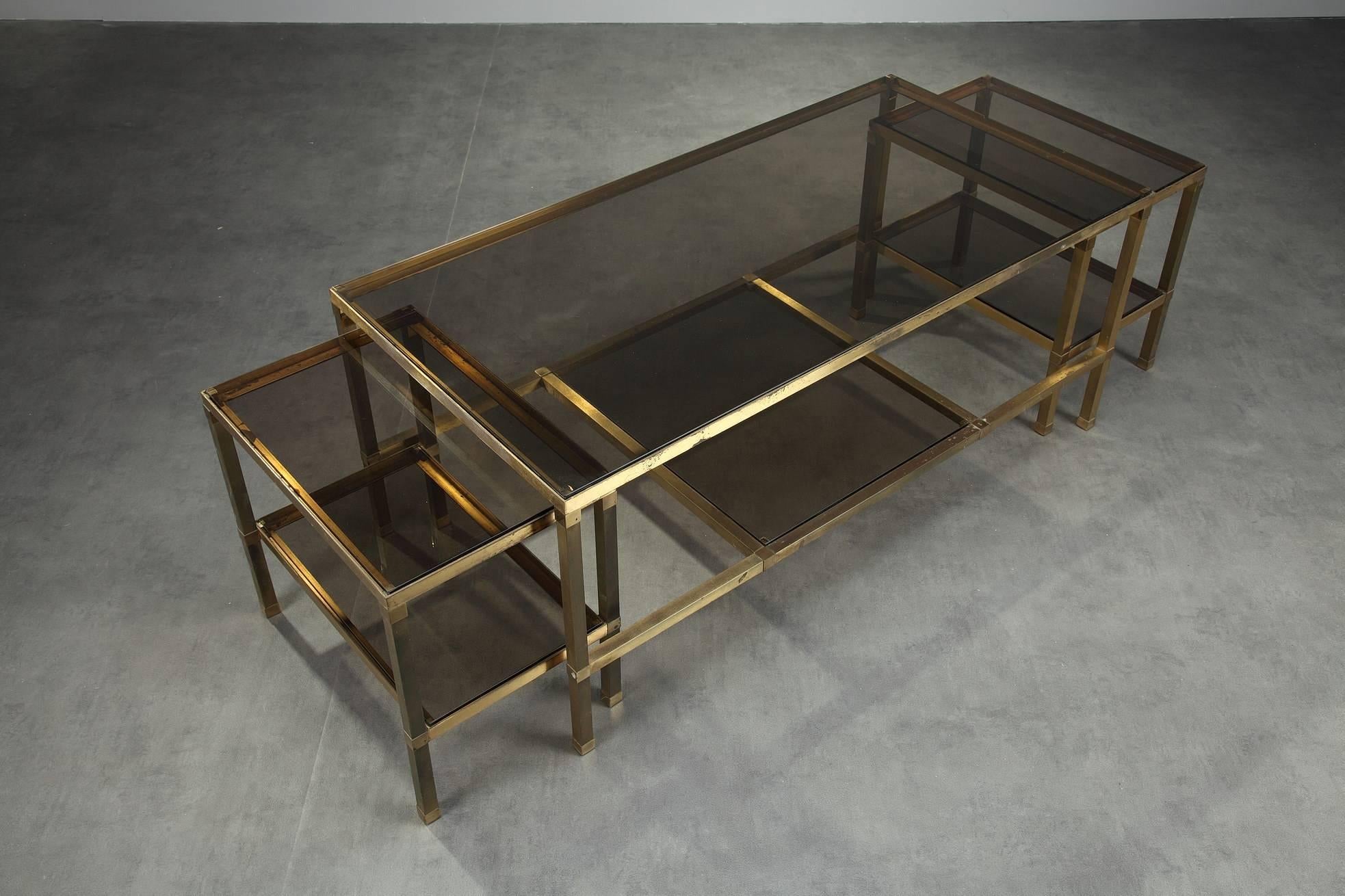 1970s Set of Three Nesting Tables Attributed to Maison Jansen In Good Condition In Paris, FR