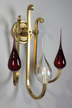 20th Century Art Deco Pair of Gilded Brass Sconces