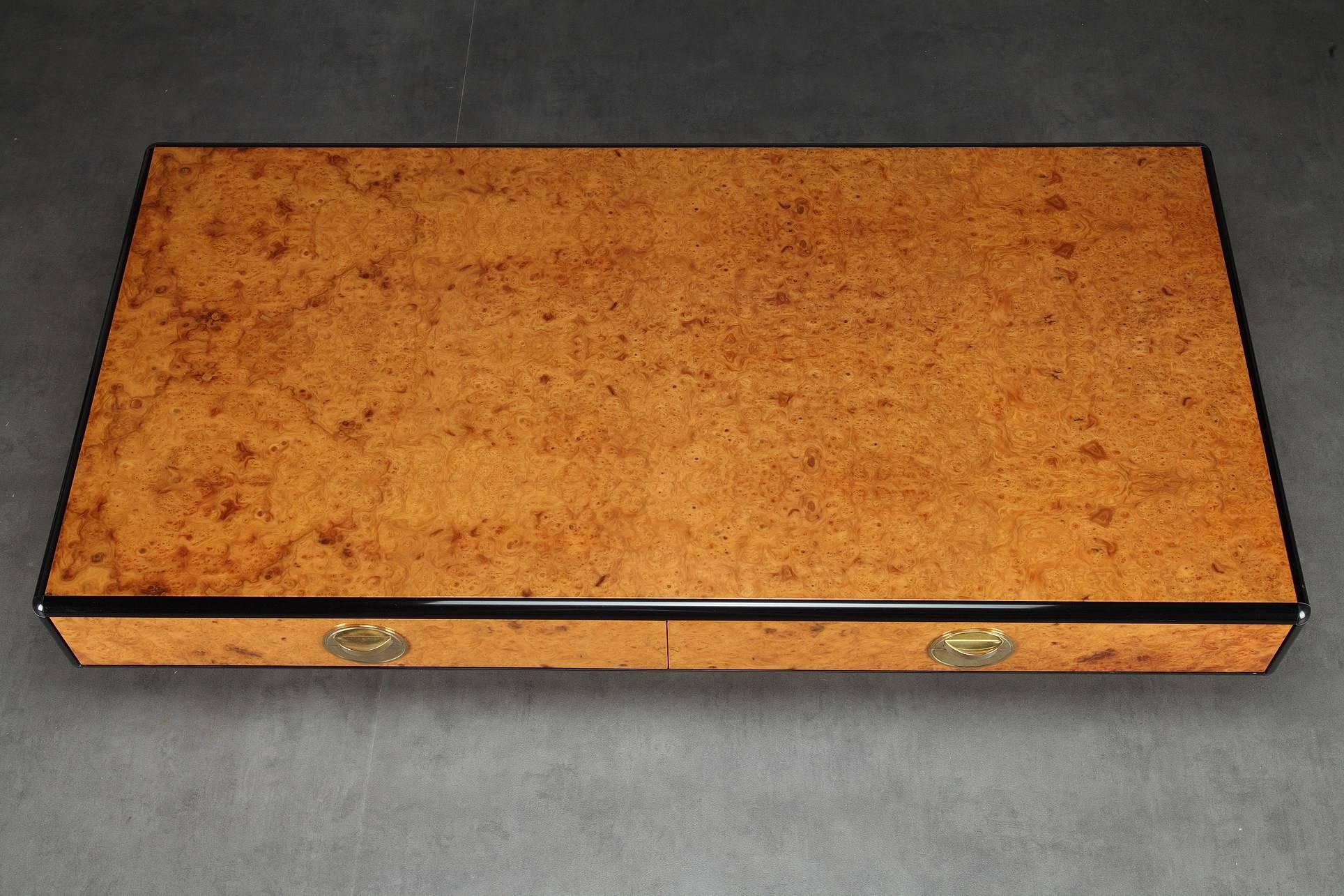 1970s Burr Elm Veneer Coffee Table Attributed to Jean-Claude Mahey 2